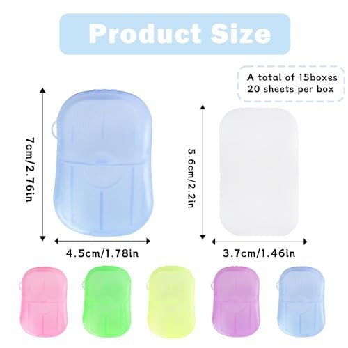 15 Pack Soap Sheets for Traveling, 300 Sheet Portable Soap Paper Disposable