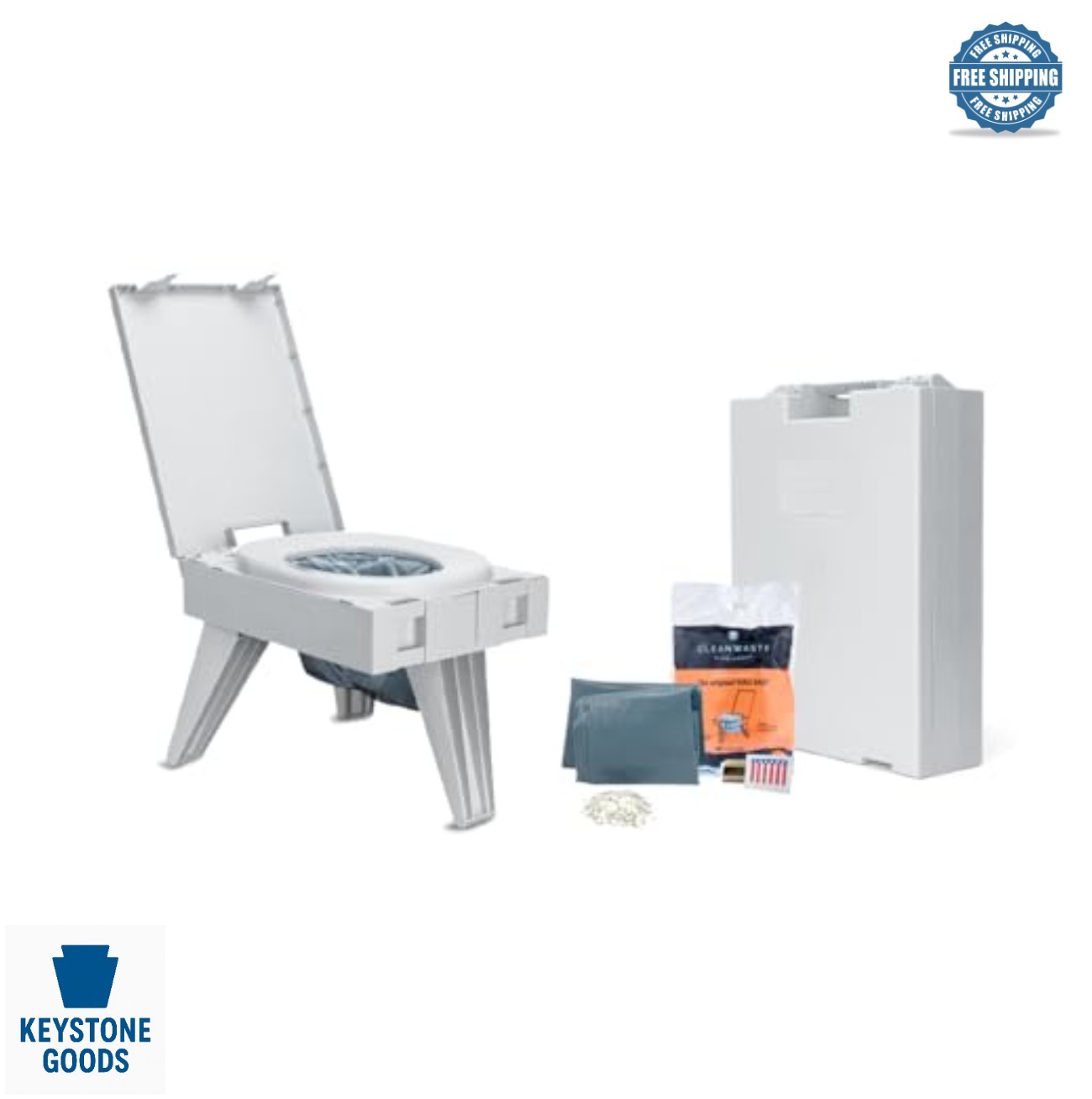 Portable Folding Toilet 500 Lb Capacity Wag Bag Kit Camping Travel Emergency