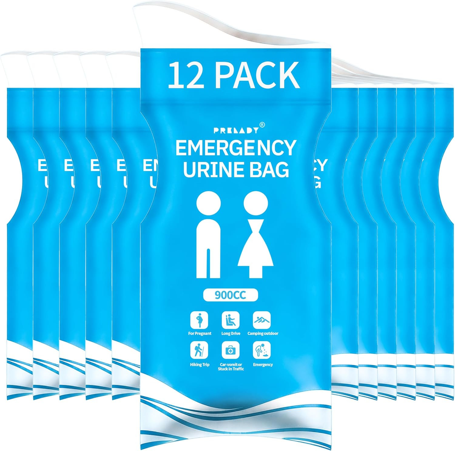 Prelady 900CC Disposable Urine Bag, 12 PCS Emergency Portable Urinal Bags for Me
