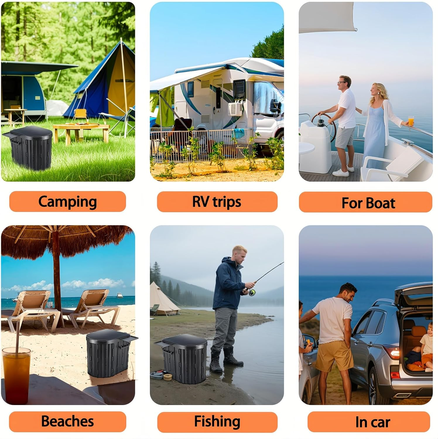 Portable Camping Toilet for Adults with Urine Gel & Leak-Proof Bags | Washable,