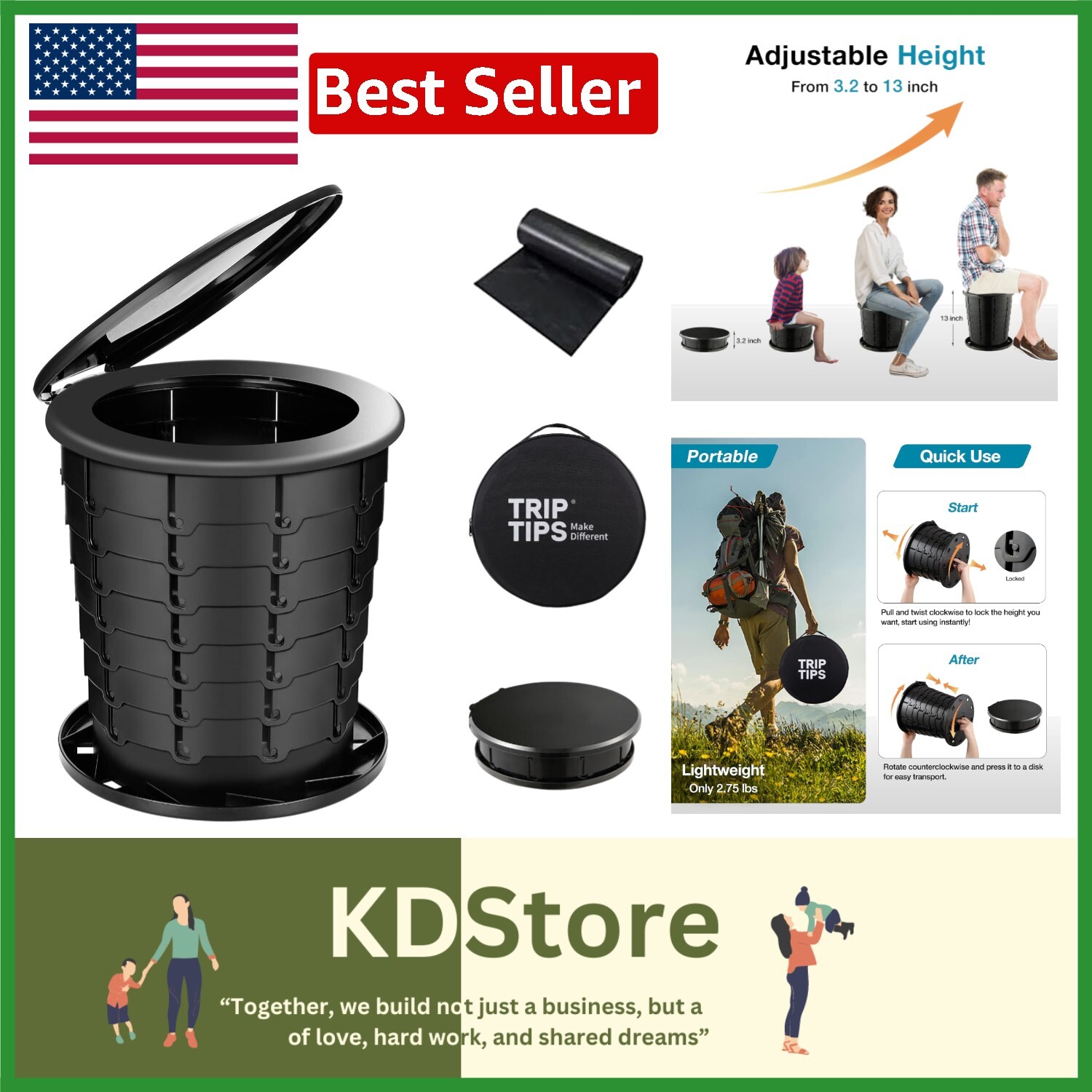 Compact and Lightweight Portable Potty for Adults and Kids – Ideal for Camping