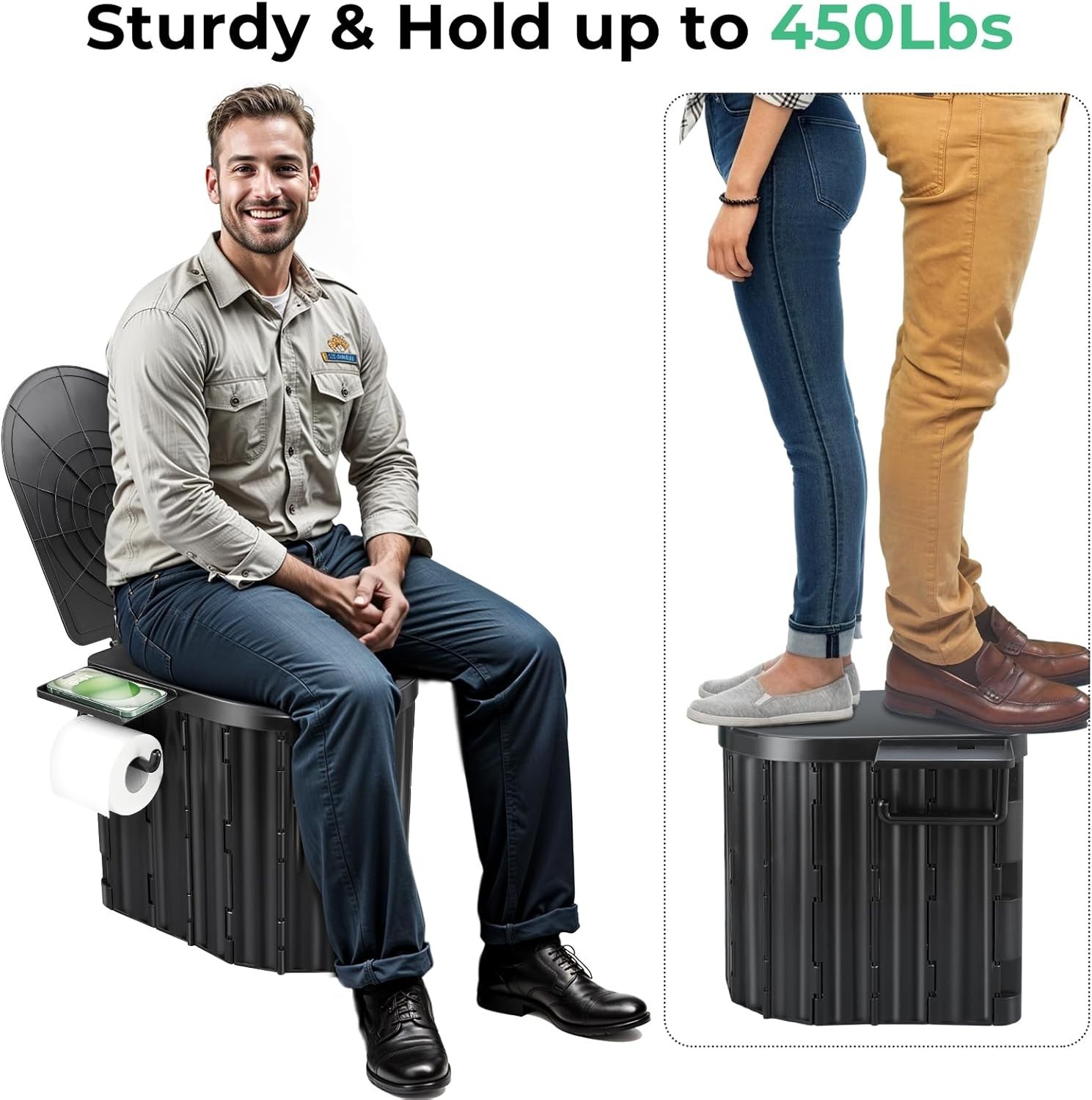 Camping Toilet, Portable Toilet for Adults, Portable Travel Folding Toilet wi…