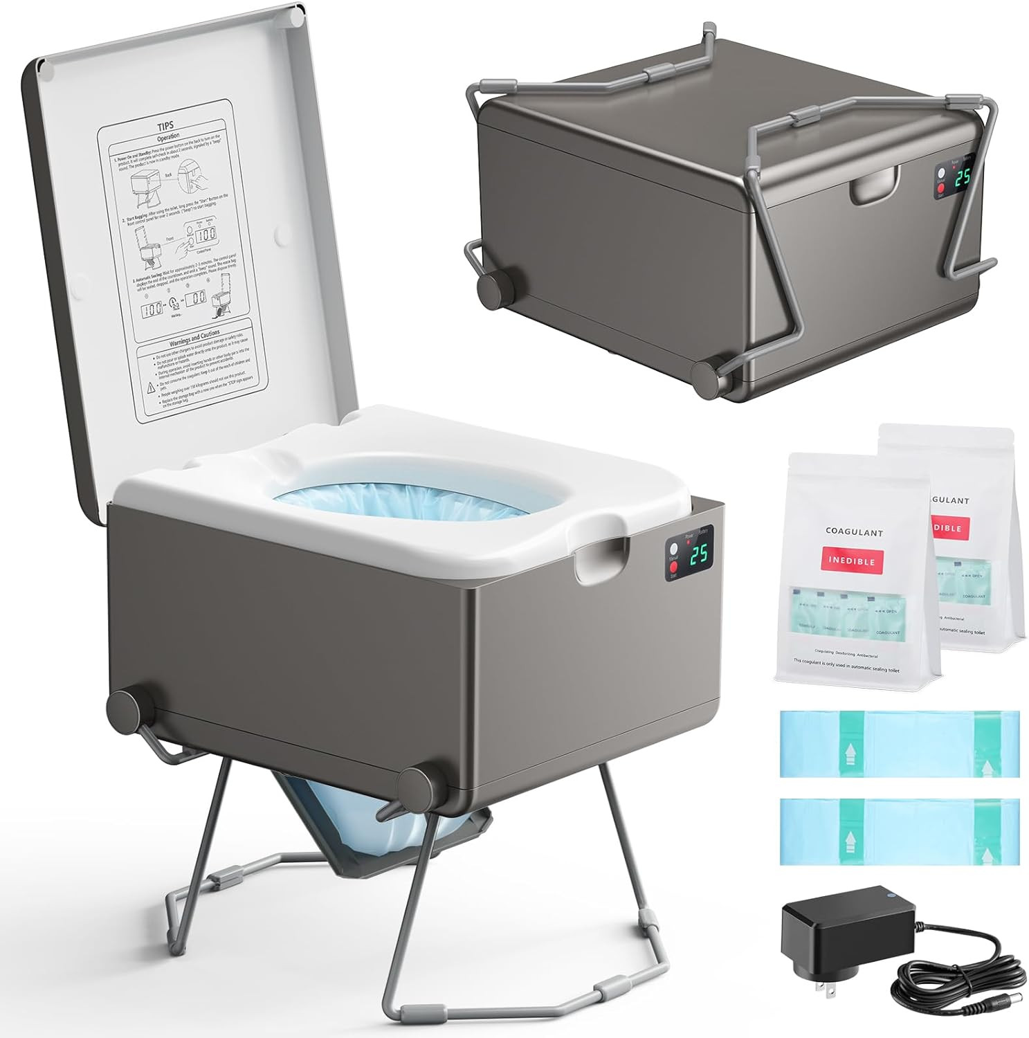 Modiwell Dry Flush Toilet – Waterless, Odorless, Self-Contained | Rechargeable P