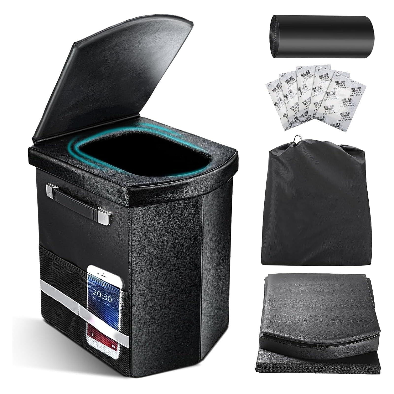 Upgraded XL Portable Toilet for Adults – Tall Camping Potty with Lid & Carry Bag