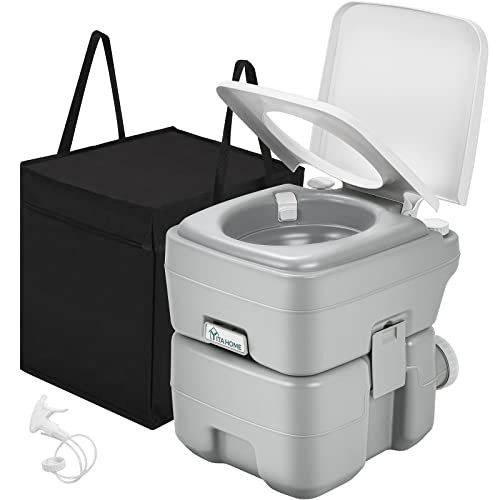 Portable Toilet Camping Porta Potty with 5.28 Gal Standard Seat+Bag+Sprayer