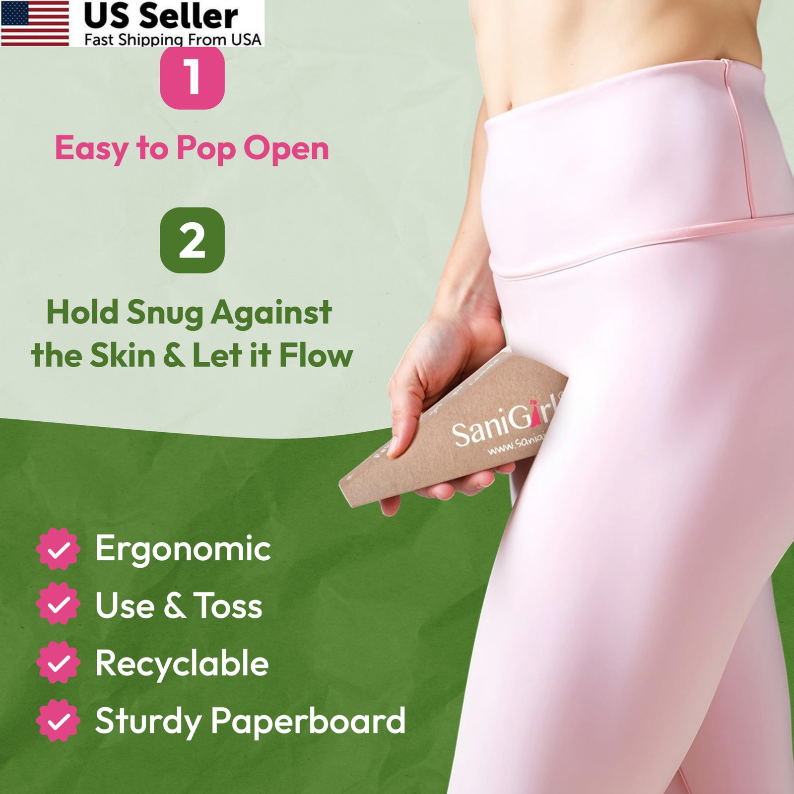 SaniGirl Pee Funnel for Women 20 Count (Pack of 1), Beige, White, Green, Pink