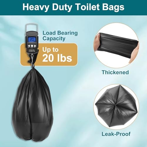 80 Portable Toilet Bags, Camp Toilet Liner for Porta Potty, Bucket Toilet, 1.2