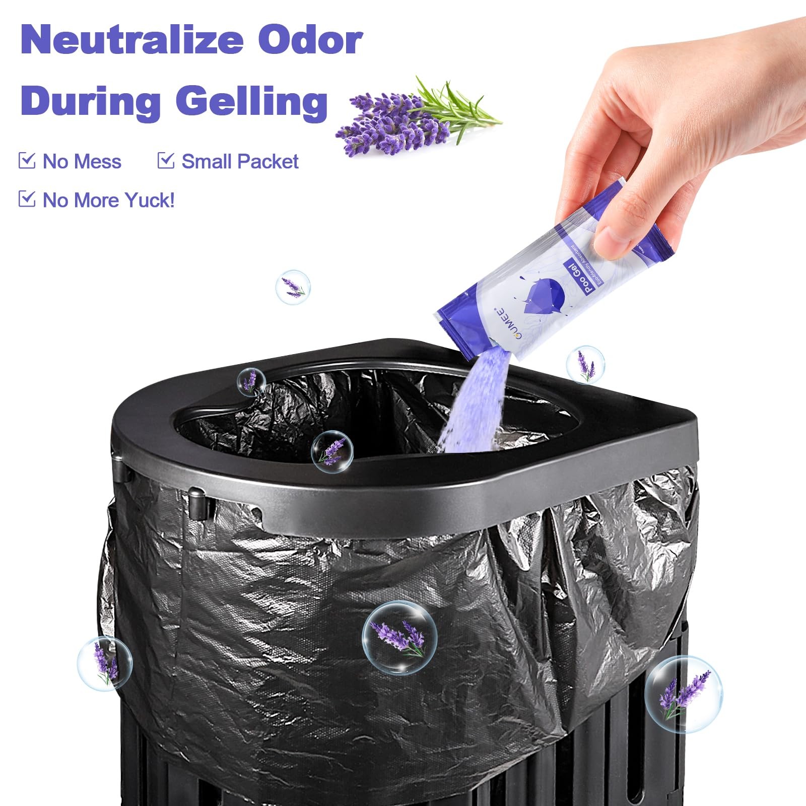 Lavender Portable Toilet Gel, Poo Gel for Potty, Camping Toilet Powder for Bu…