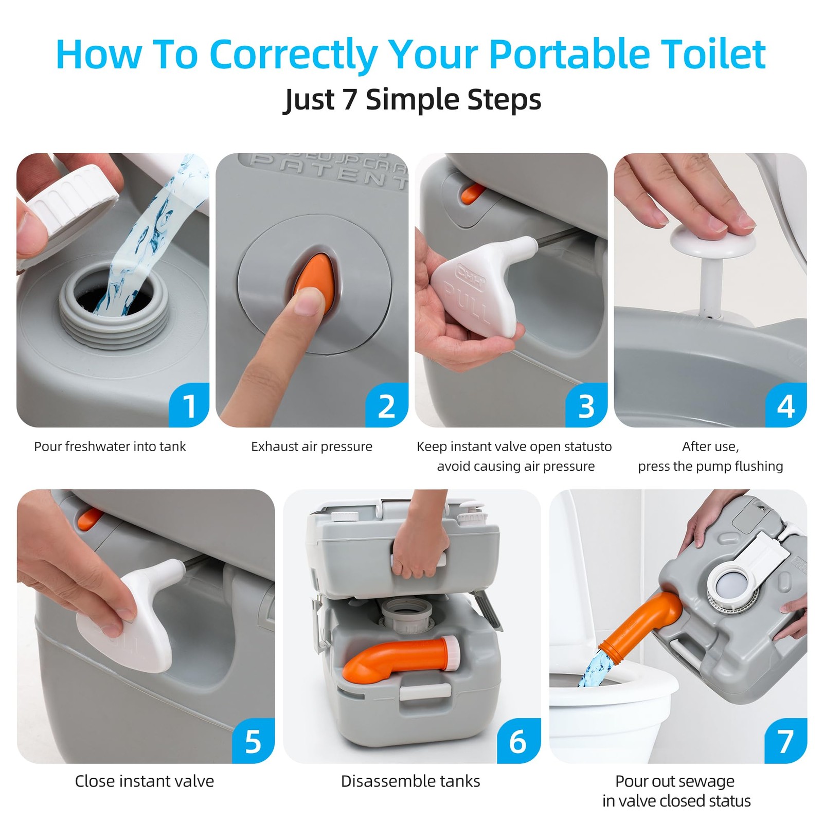 Yitahome Portable Toilet 5.8 Gallon Travel Rv Potty Level Indicator T-Type