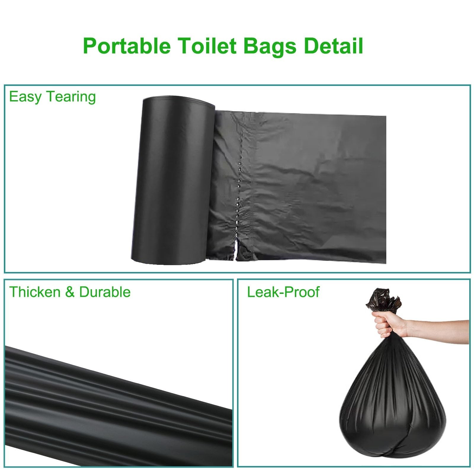 80 PCS Biodegradable Portable Toilet Bags – 8 Gallon Waste Bags for Camping, Tra