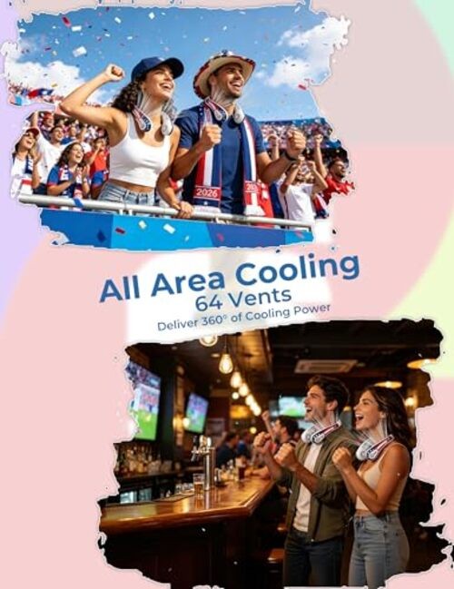 Portable Bladeless Neck Fan, 2026 World Sport Cup Gifts, Wearable Soccer