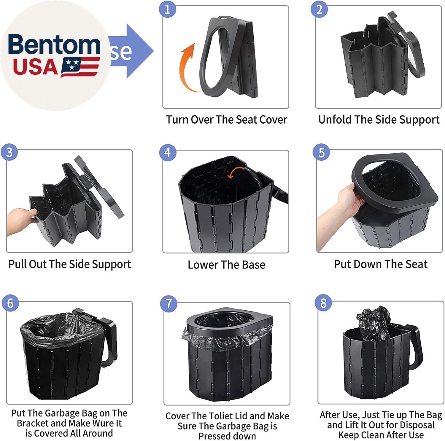 Portable Toilet for Camping, Potty Adults, Porta Travel Commode Bucket Car, Trav