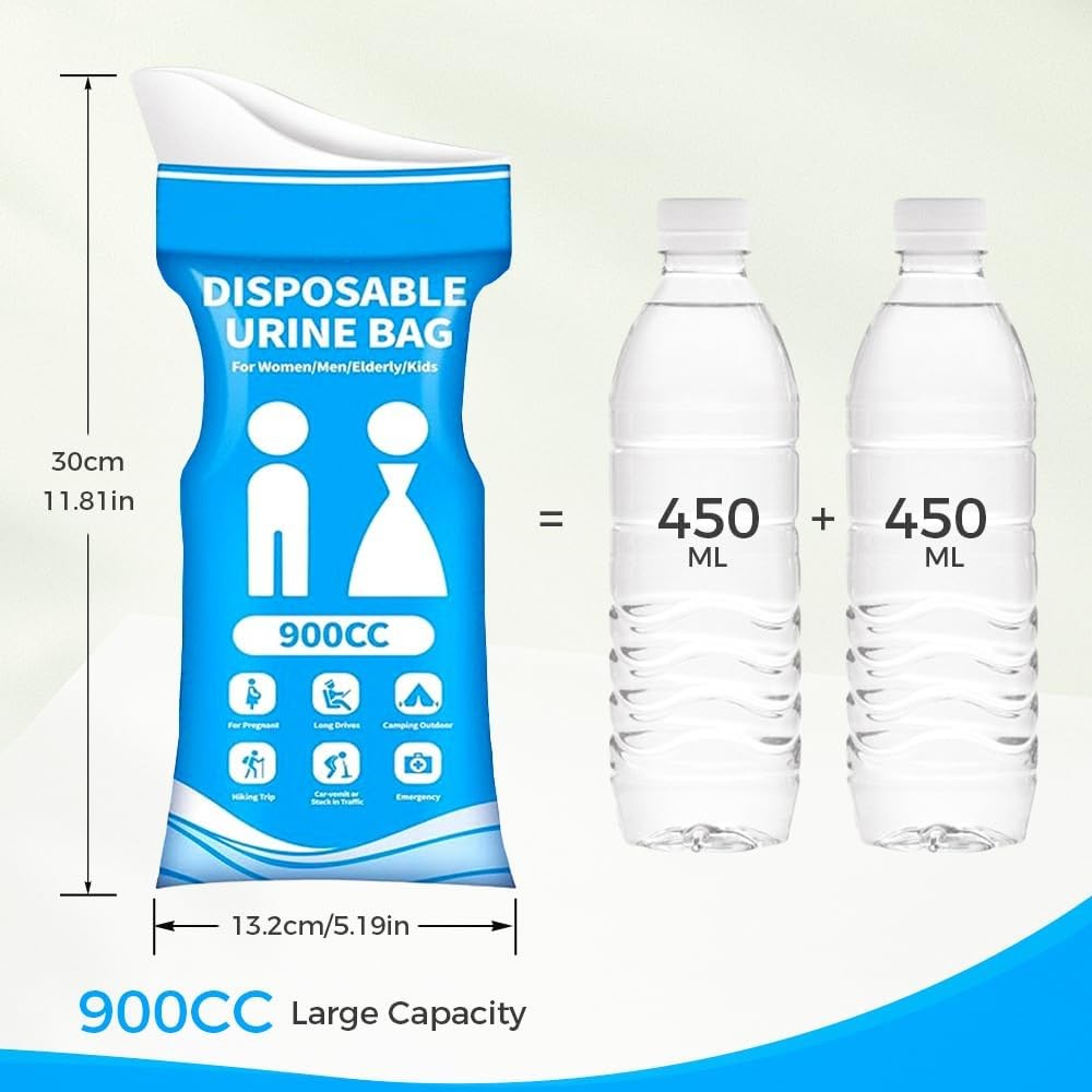 16Pcs Disposable Urine Bags Unisex 900CC Portable Urinal Toilet Bags For Camping