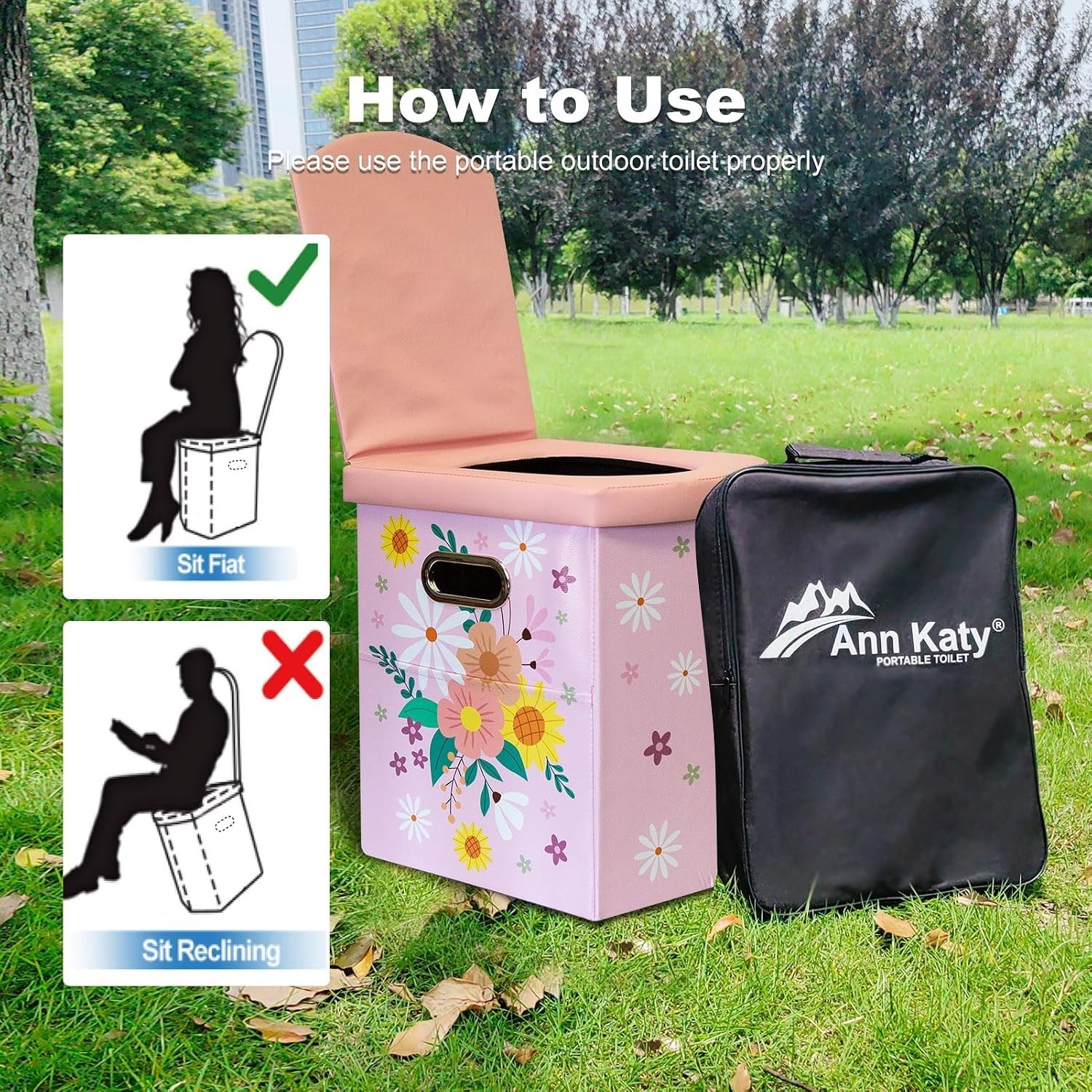 Upgrade XL Portable Toilet for Adults, Extra Large Portable Travel Floding To…