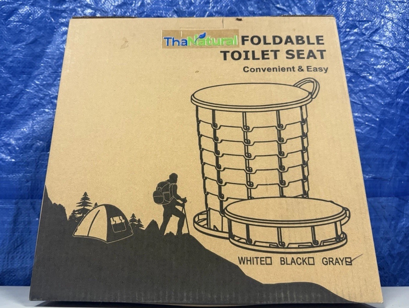 XL Portable Toilet – 16” Tall Folding Camp Potty with Lid, Lightweight Trave…