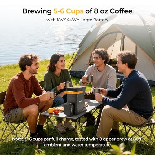 BougeRV Coffee Maker with 18V 8Ah Battery Powered Compatible with K Cup Coffee