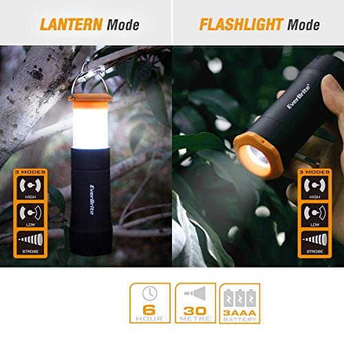 2-in-1 Mini Lanterns and Flashlights with 3 Modes, 2 Pack Portable Black