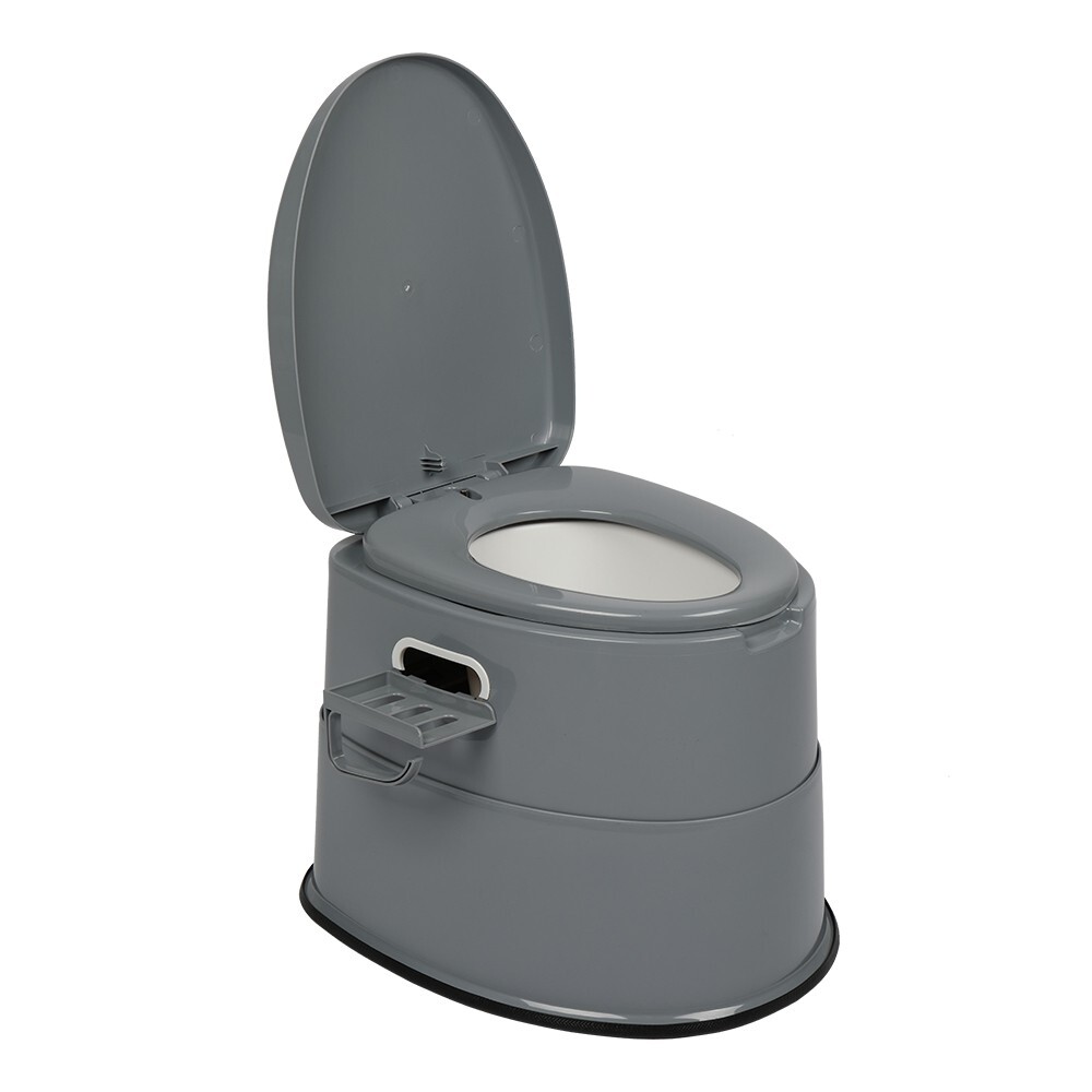 Non-Slip Camping Portable Toilet Travel Outdoor RV Commode Potty+Tissue Box Gray