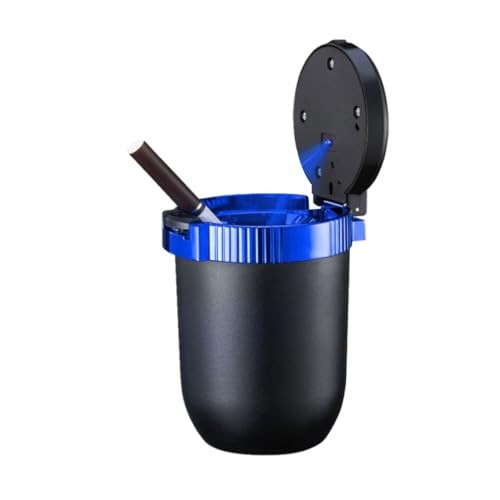 Car Ashtray with Lid Smell Proof, Detachable Stainless Smokeless Ash Tray Blue