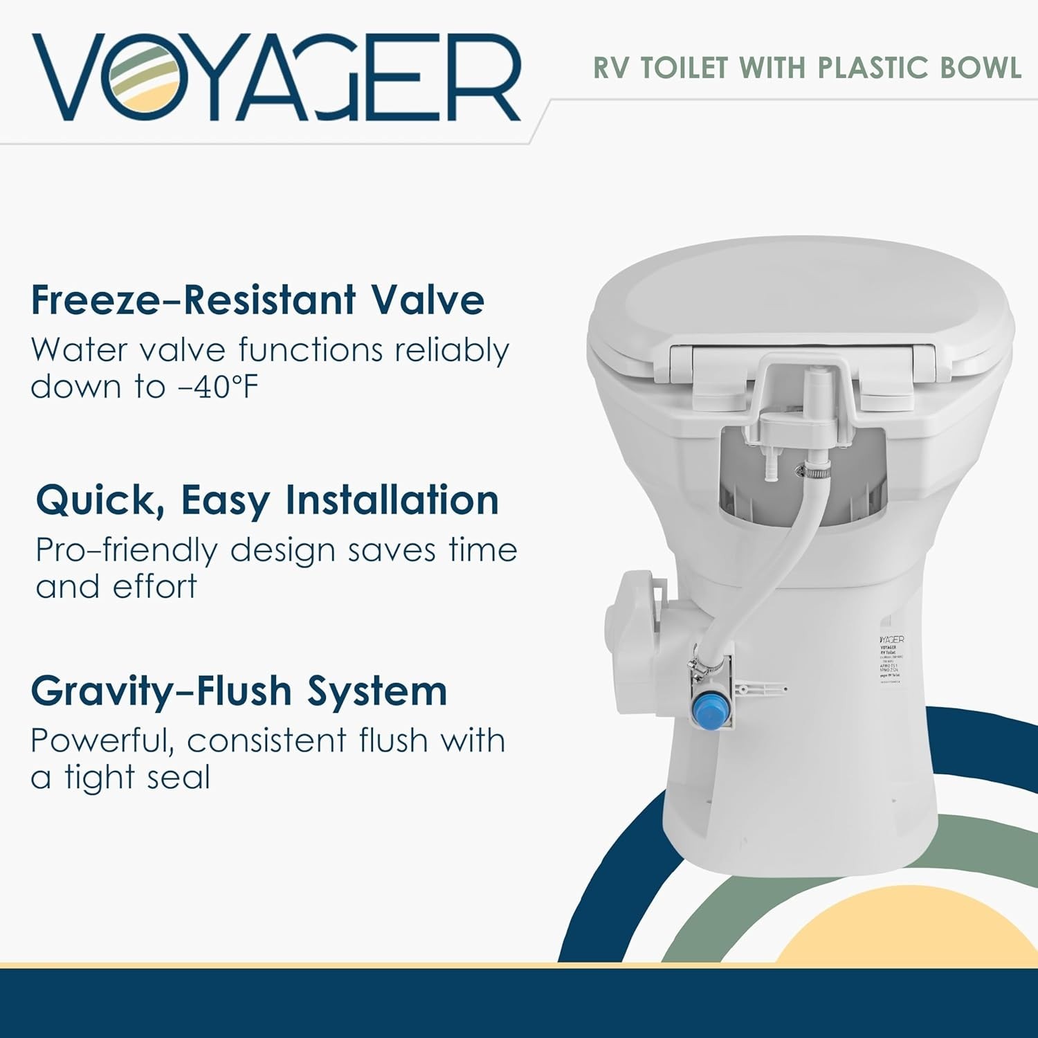 Voyager RV Toilet with Freezable Water Valve – Perfect for Winter Use!