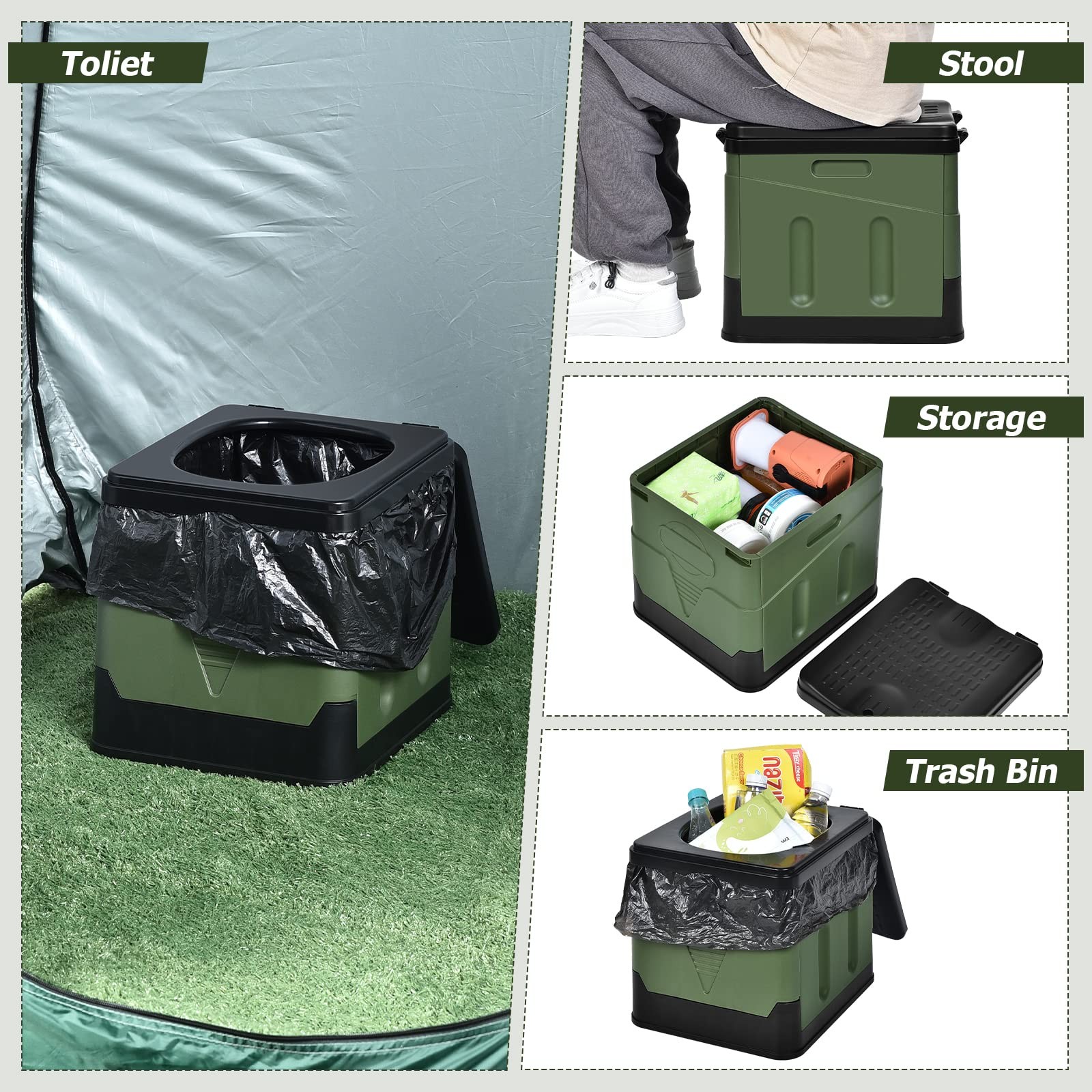 Portable Foldable Camping Toilet for Adult, Large Travel Porta Potty for Men&…