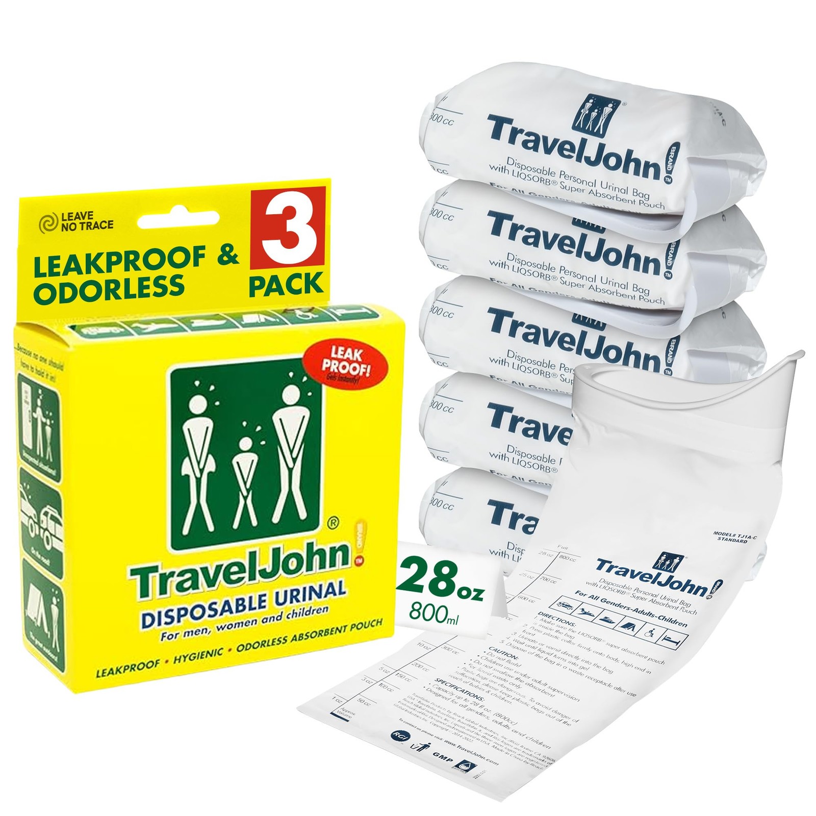 Disposable Urinal Bags – For Men, Women & Children – Reusable, Portable, Leak…