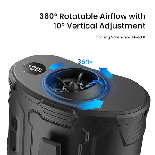 Portable Waist Fan with 360° Rotatable Airflow & 10° Vertical Adjustment,
