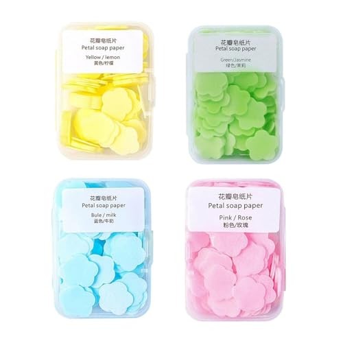 Paper Soap, 4 Different Scented Mini Fresh Portable Disposable Petal Hand Wash
