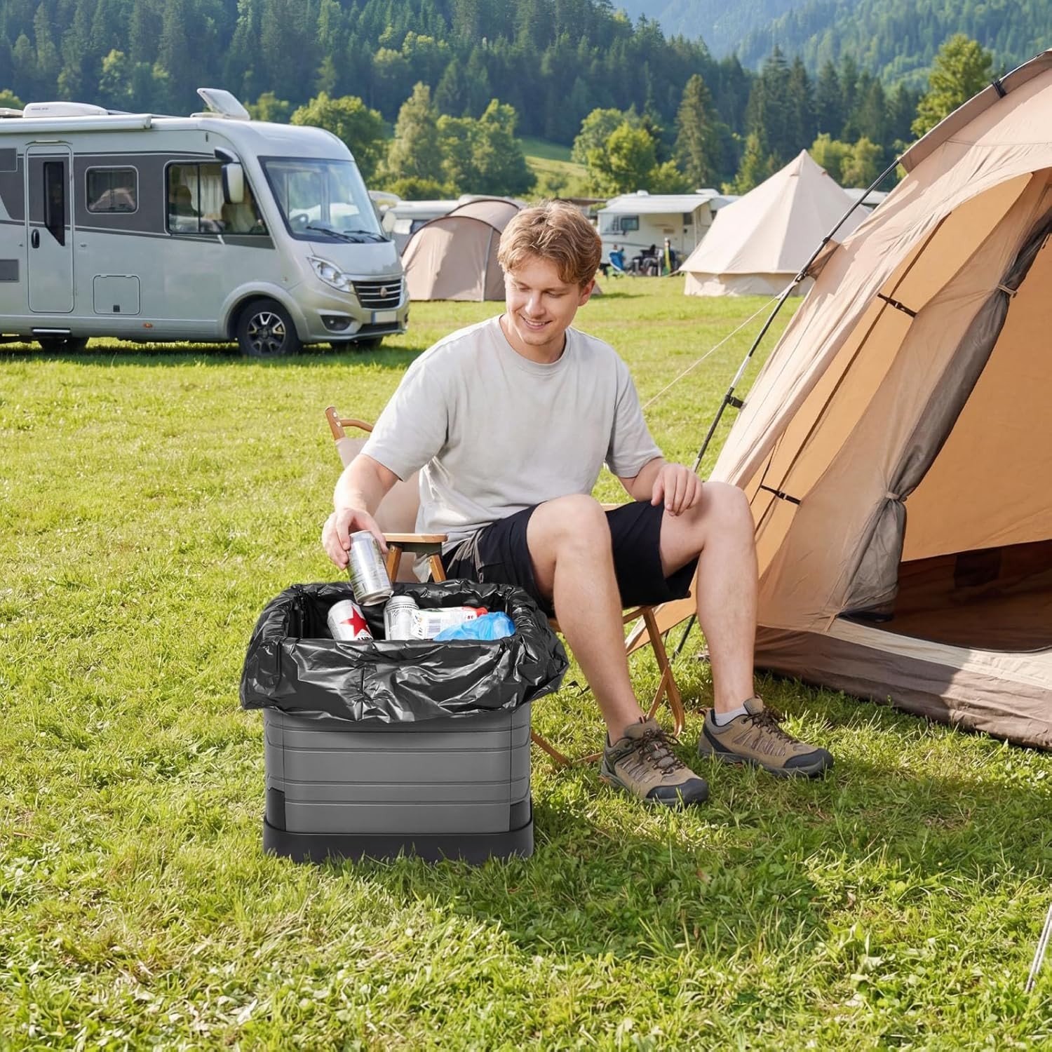 Portable Toilet, 330 Lbs Load Capacity, Folding Camping Toilet for Adults, Outdo