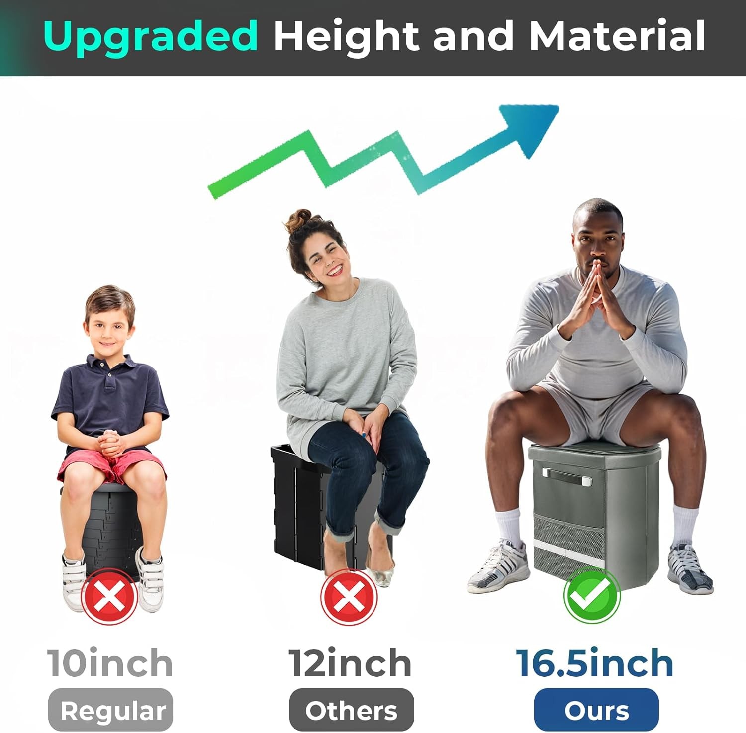 Portable Toilet for Adults, 16.5” Tall Camping Toilet with Lid and Convenient C