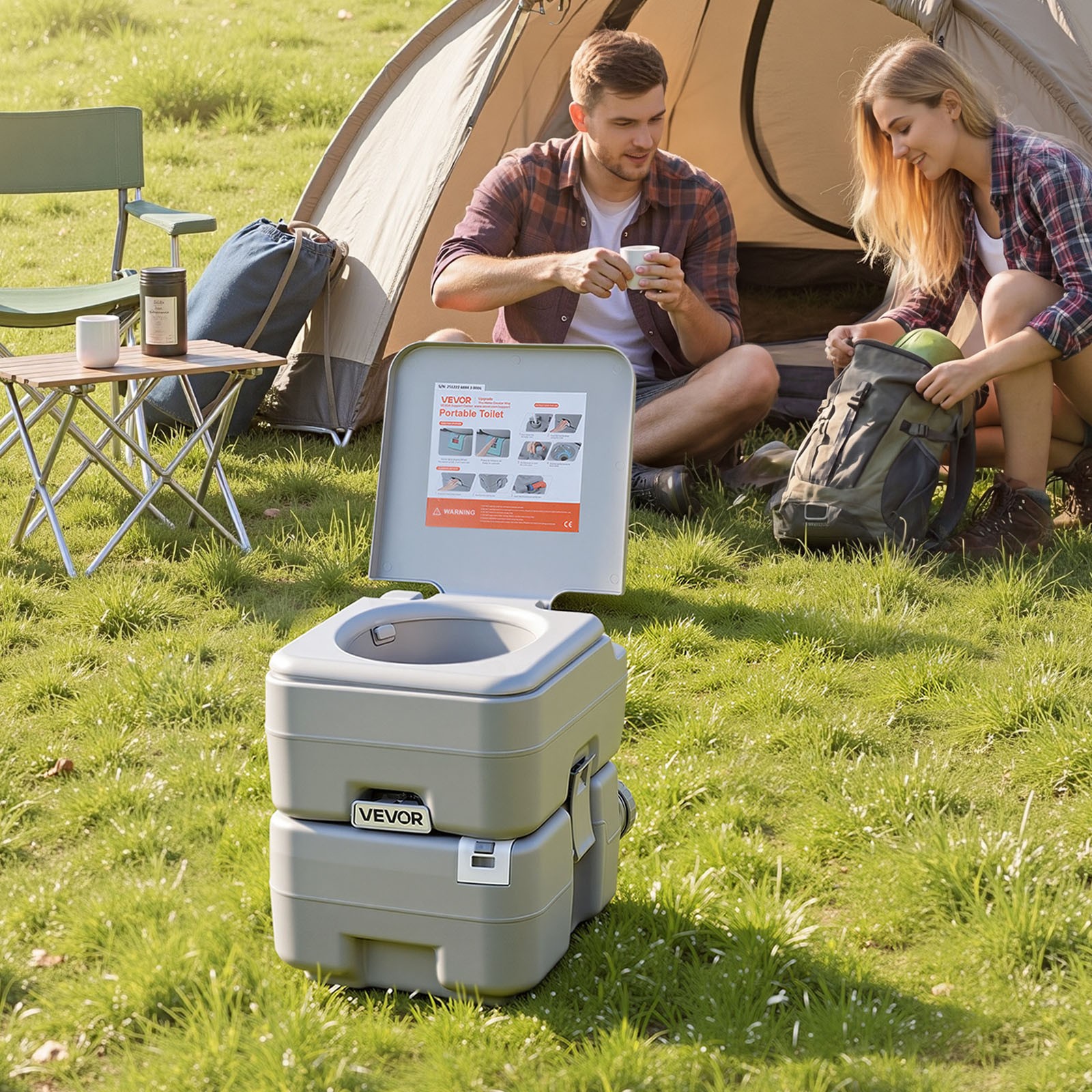 VEVOR Portable Toilet Outdoor Travel Potty 5.3 Gallon Flush for Camping Hiking