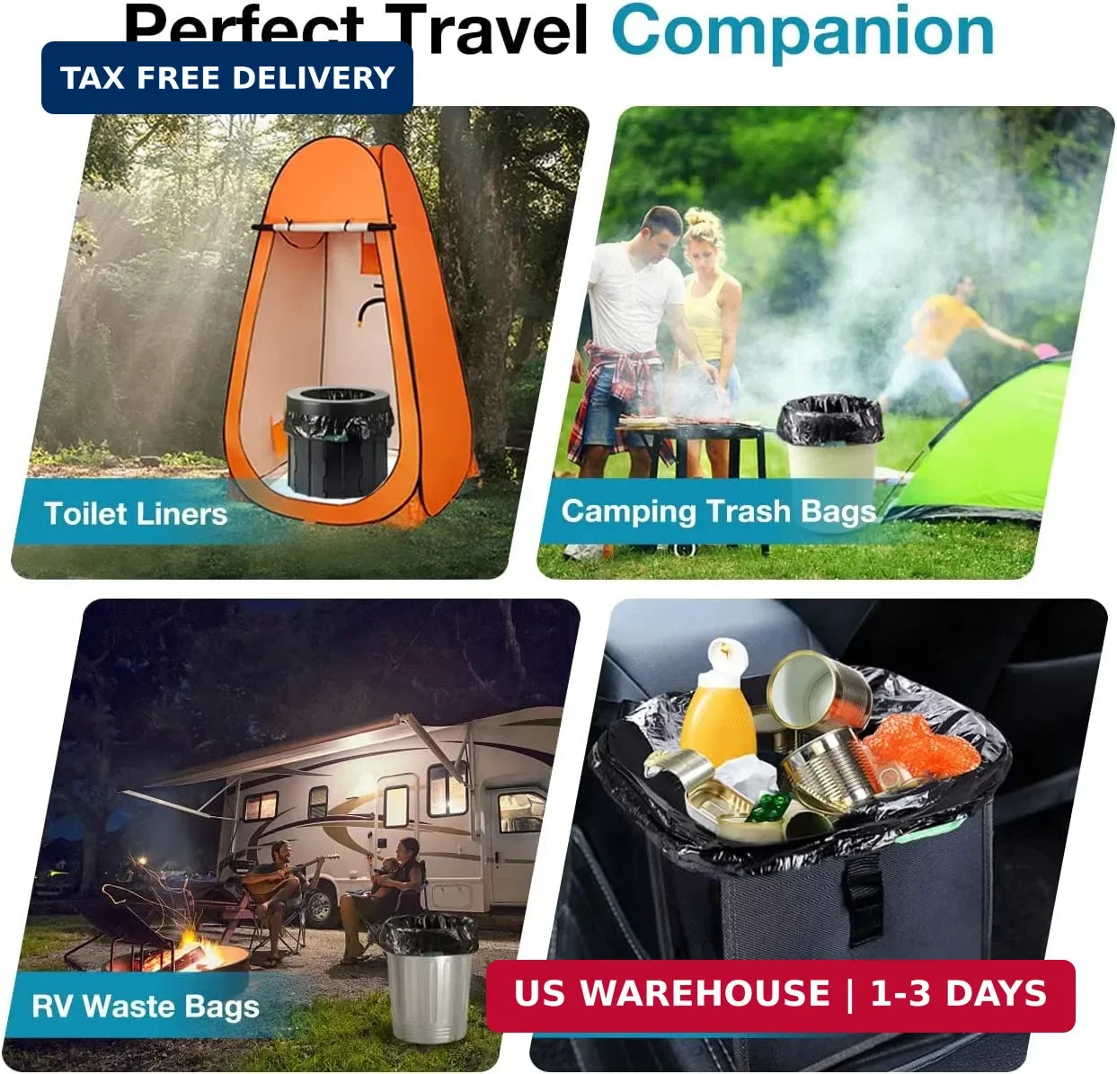 TRIPTIPS Portable Toilet Bags Drawstring 8 Gallon Camping Toilet Bags Toilet Was