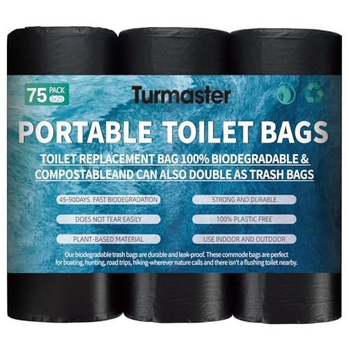 25/50 / 75 Pcs Portable Camping Toilet Bags,5 Gallon Compostable Toilet 3 Rolls