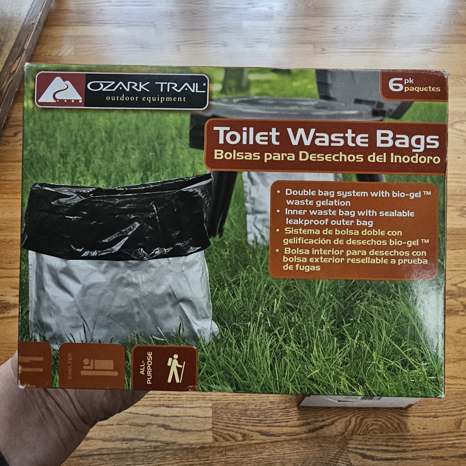 Portable Hiking Camping Toilet Waste Bags Bio-Gel Puncture Resistant TWO BOXES