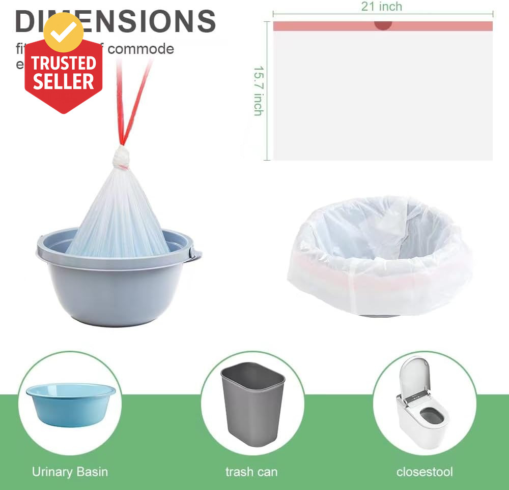 Commode Liners 120PCS Bedside Commode Liners Disposable-Portable Toilet Bags for