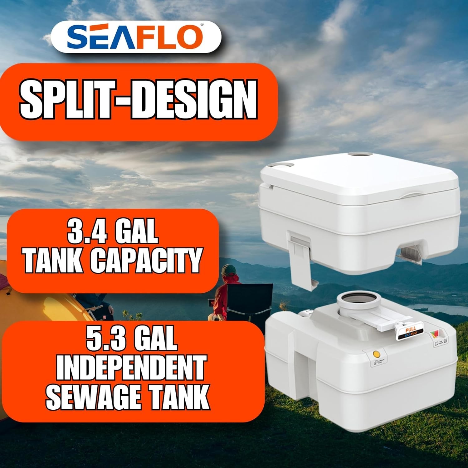 Multifunctional 5.3 Gallon Portable Toilet – Essential for Camping Adventures