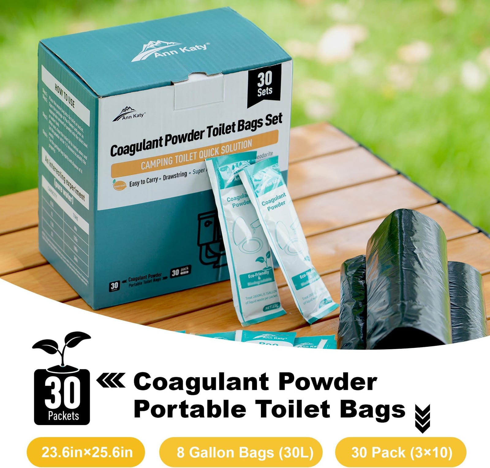 Ann Katy Super Absorbent Polymer 30 Packs,Portable & Fast-Absorbing Camp Toil…