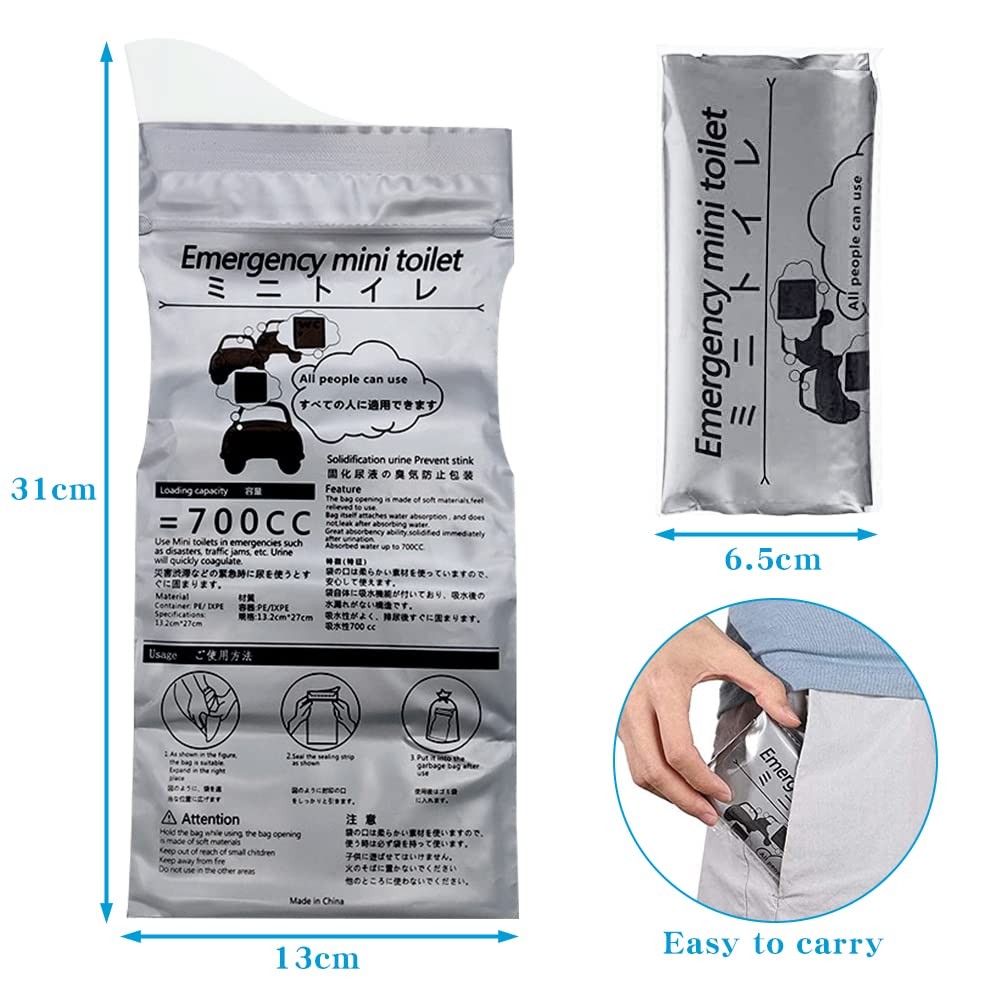 Disposable Urine Bags, 700ml Portable Urine Bag for Camping Travel Car Jam Ou…