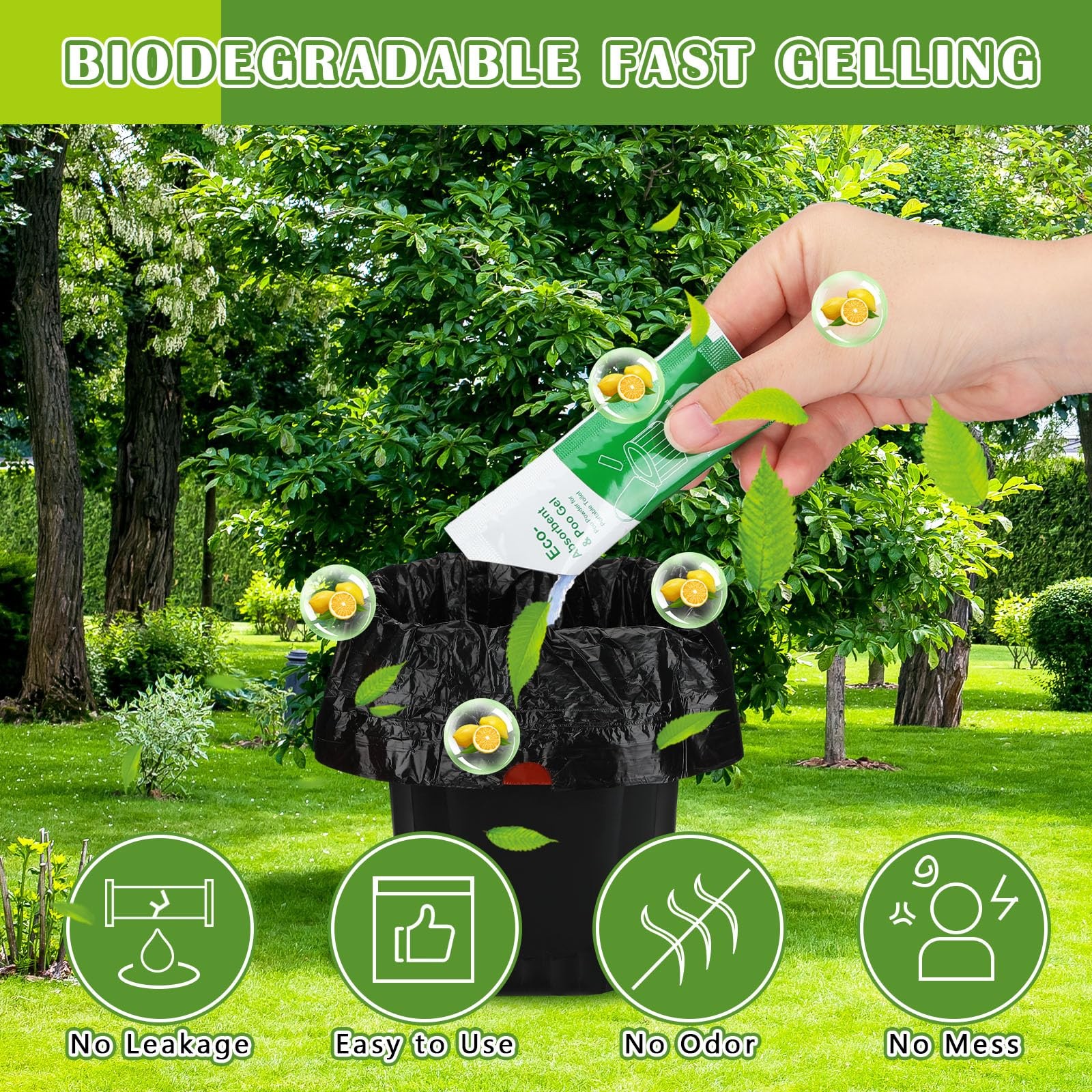 72 Pcs Portable Toilet Bags Poo Set 36 Pack 10 Gal Camping Toilet Bags with 3…