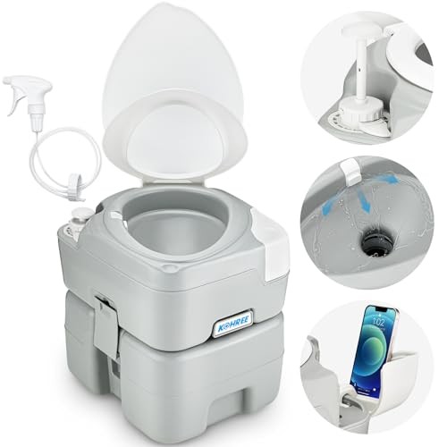 Kohree Camping Toilet Portable 5.3 Gal 20L Elongated Bowl