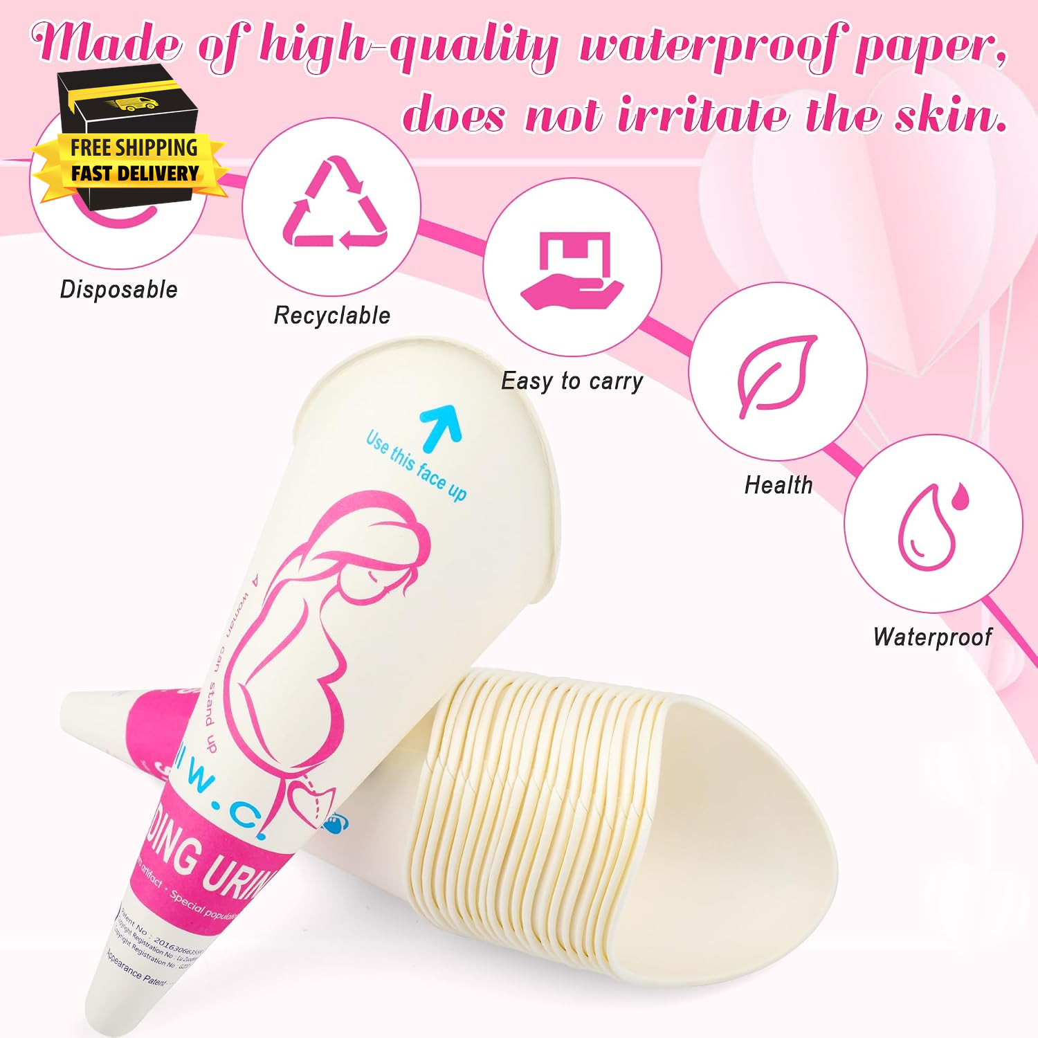 20 50 Pcs Disposable Female Urination Device, Portable Girl Urinal Funnel Women
