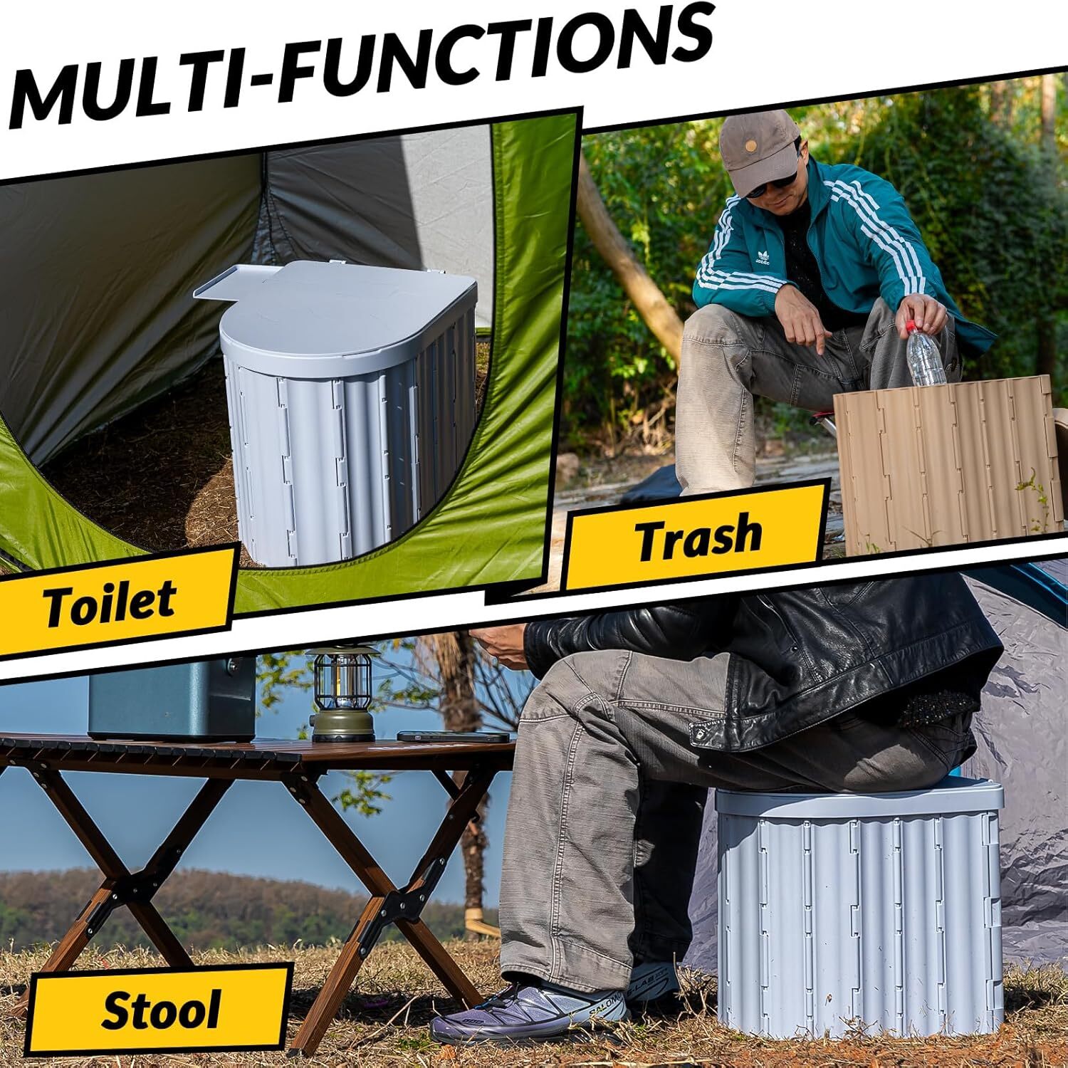 15” Portable Potty Toilet Outdoor Camping Portable Travel Mobile Flush Toilet