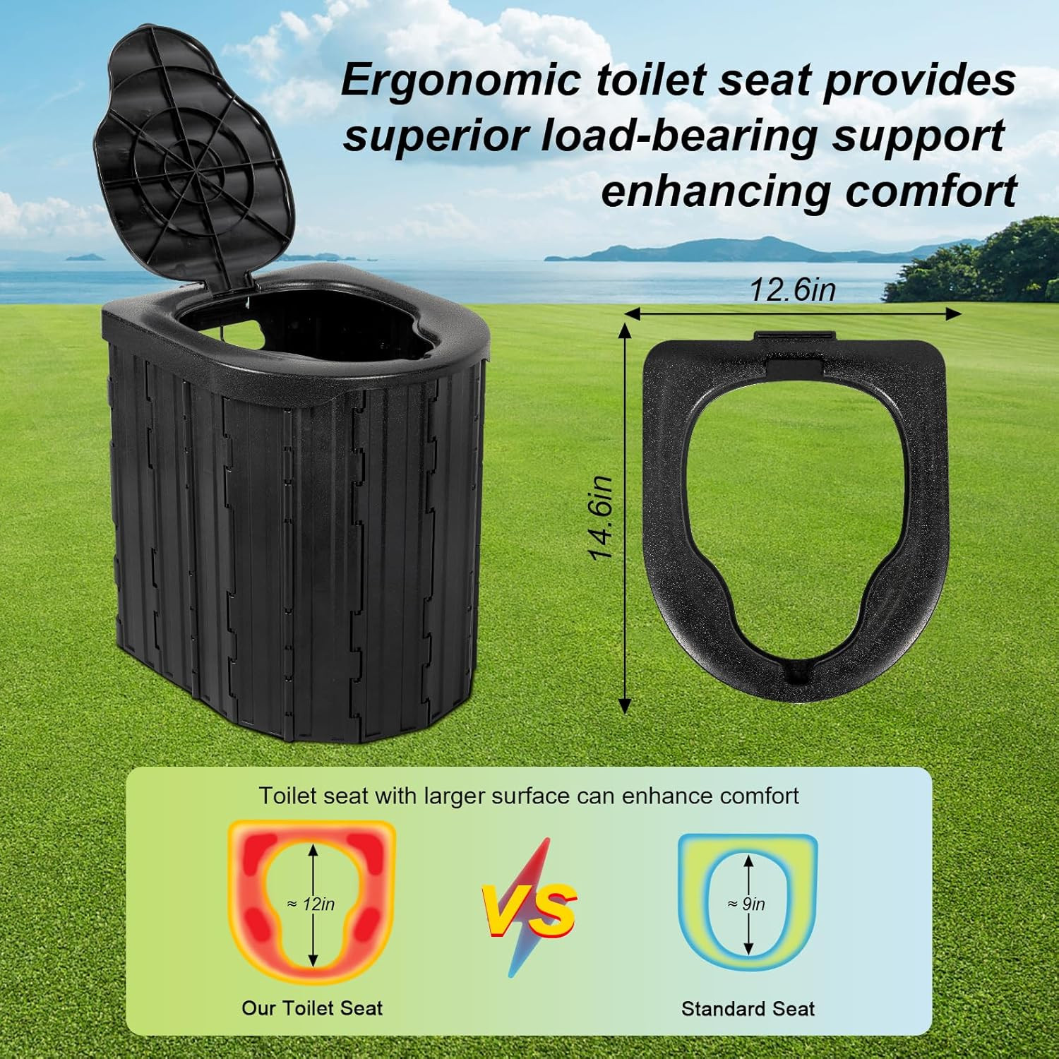 Camping Toilet Kit with Pop up Privacy Tent, X Large Portable Folding Toilet Pot