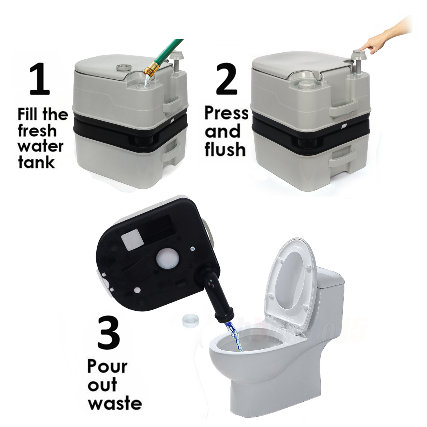 H:45 L:45 W:35 CM Temporary Toilet For Outdoor Touring Car Tent Small Room GRAY