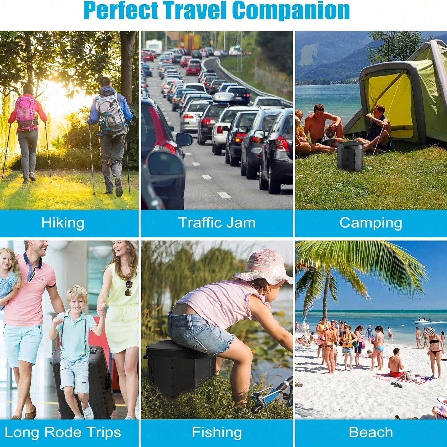 vNew Cepasei Portable Camping Toilet Foldable Travel Commode Outdoor RV Gear