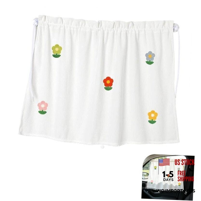 White #B Car Side Window Shades – Cute Sunflowers Pattern – 1 PC – White #B