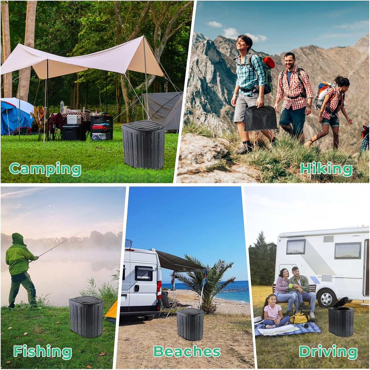 Camping Toilet, Portable Toilet for Adults, Camp Toilet with Handbag, Travel Pot