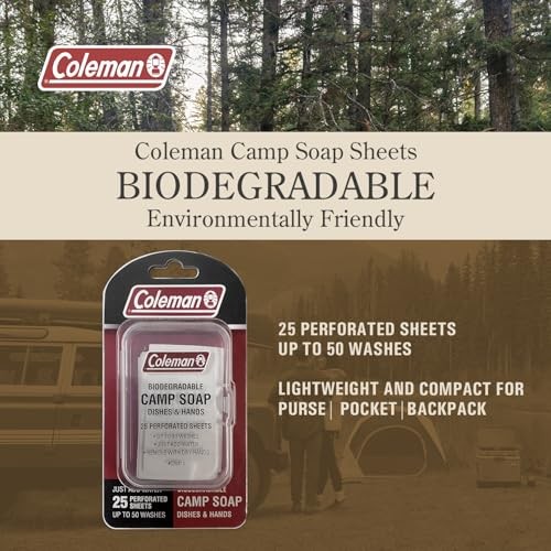 Coleman Camp Soap Sheets – 25 Travel Soap Sheets for Camping, Hiking &