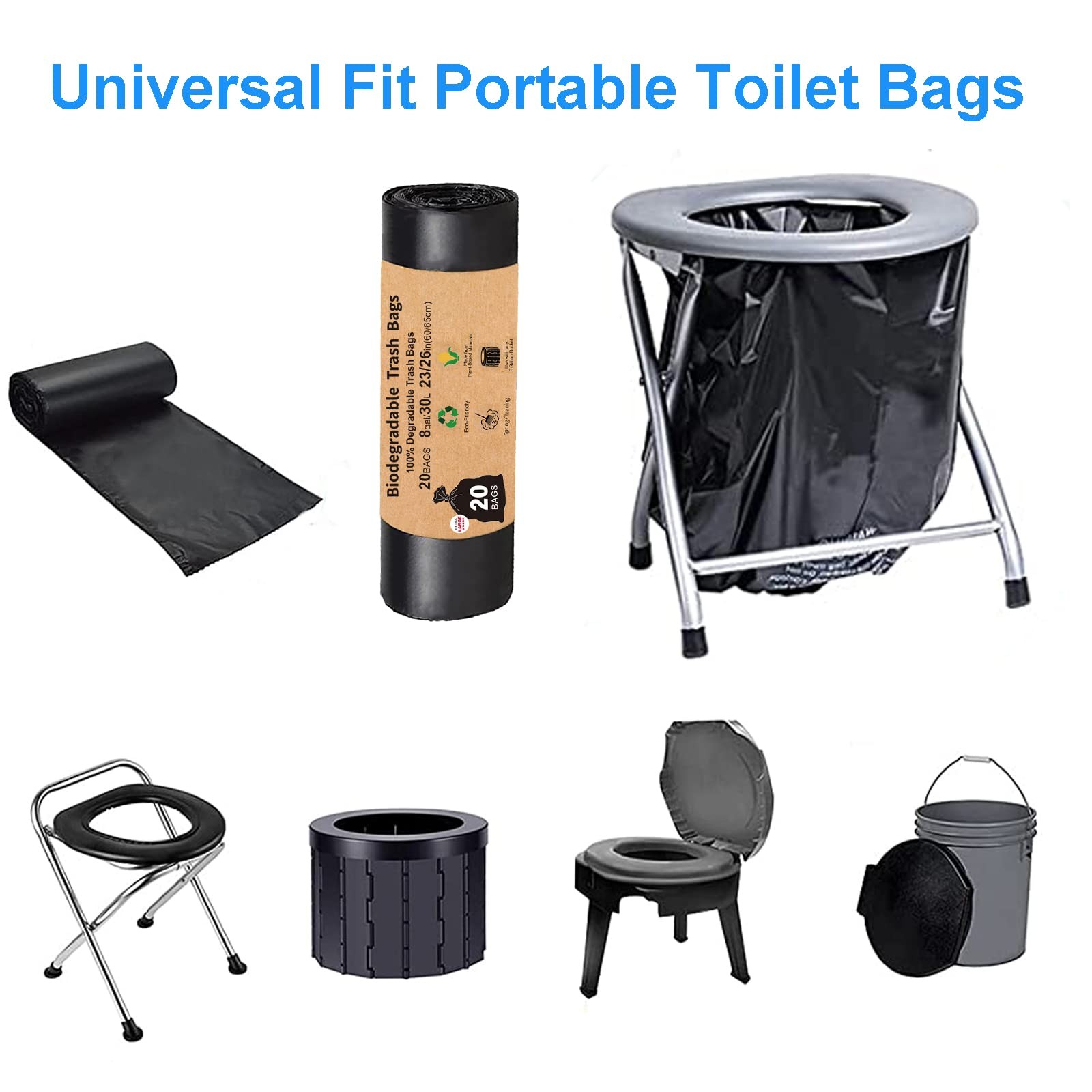 Compostable Toilet Bags 40 Count 8 Gallon Replacement Portable Outdoor Camping B