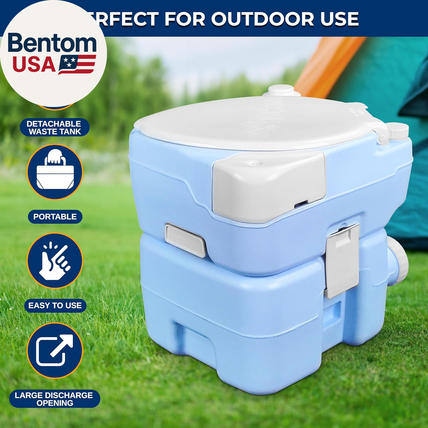 5.3 Gal Portable Camping Toilet for Adults, 100+ Flushes Porta Potty Camp Toilet